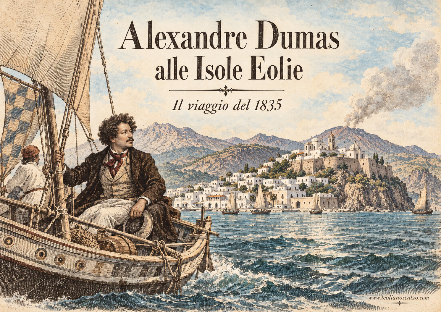 Ritratto giovanile di Alexandre Dumas, autore del viaggio alle Isole Eolie del 1835